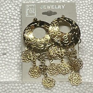 Gold Floral Dangle Earrings